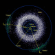 Shown in green, the Jovian Trojans are divided into two clusters—the “Greeks” out front, and the “Trojans” trailing behind. (Image: Ohio State University).